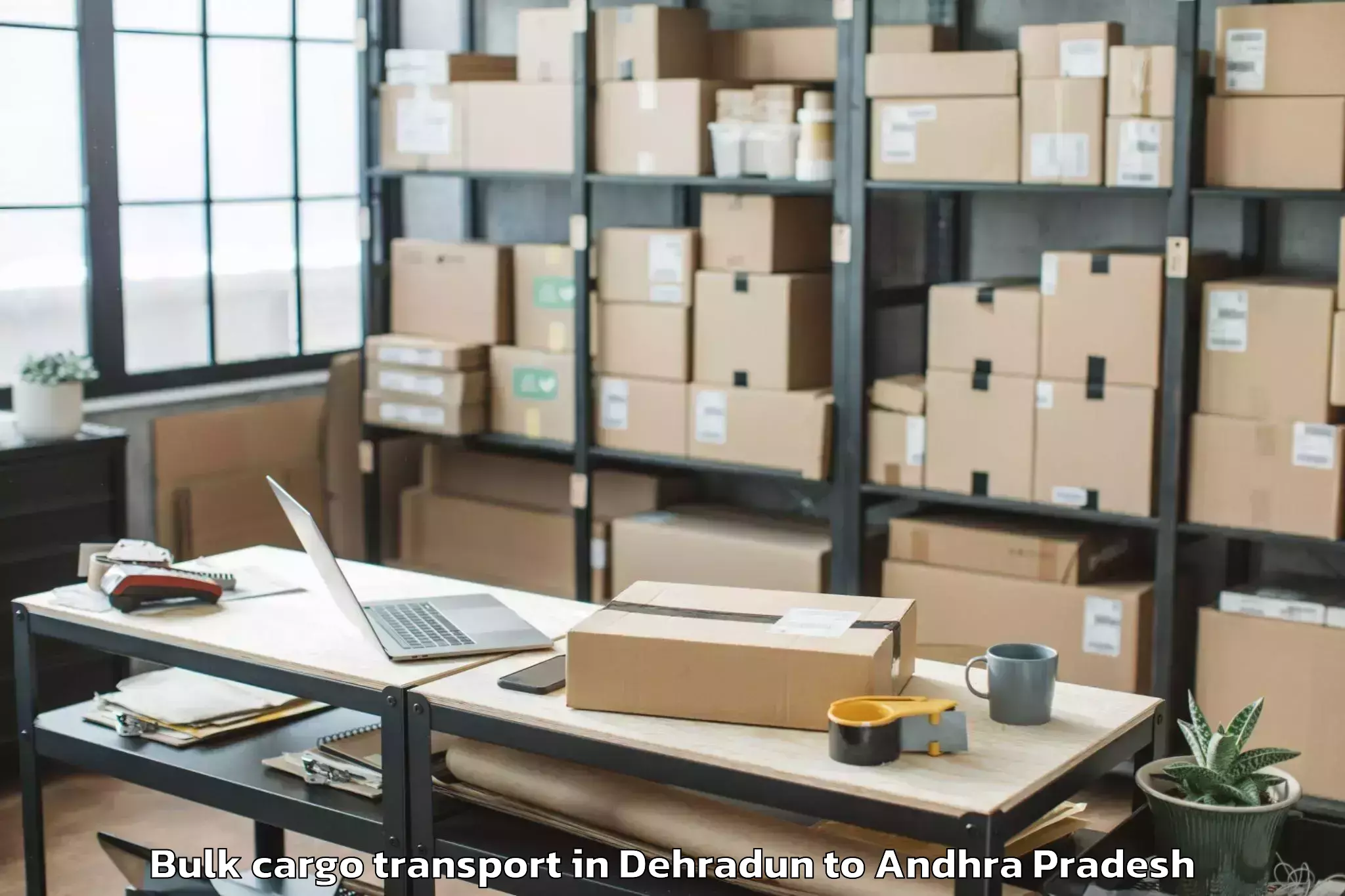 Book Dehradun to Laveru Bulk Cargo Transport Online